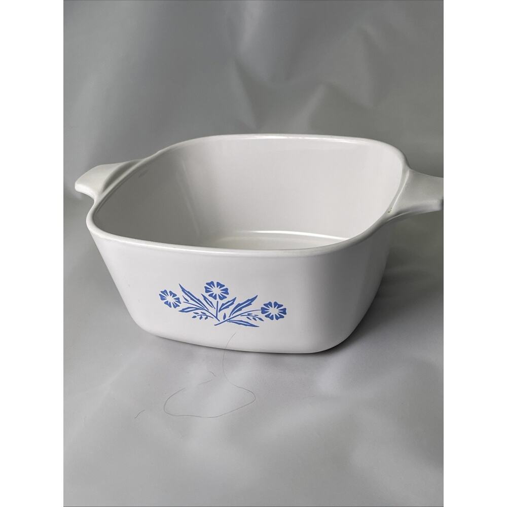 Vintage Corning Ware Baking Dish White Blue Cornflower Square P-43-B 2 3/4 Cup - Picture 4 of 8